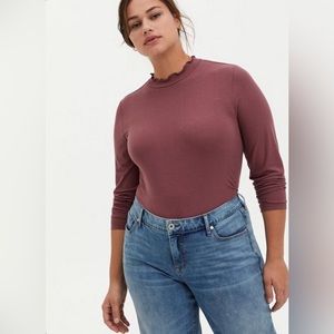 Torrid Ribbed Mock Neck Long Sleeve Tee